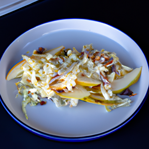 Braai coleslaw with pear and gorgonzola cheese