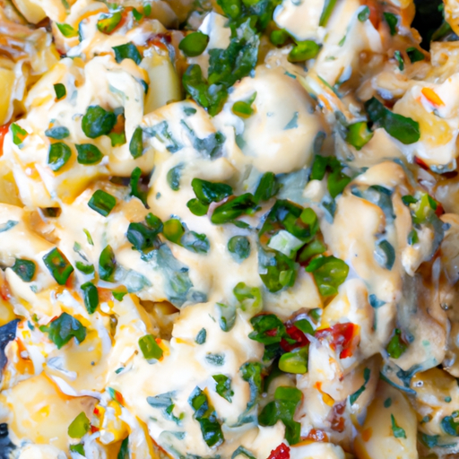 Cheesy Braai Potato Salad – loaded with cheddar cheese, green onions, and a creamy sour cream and mayo dressing.