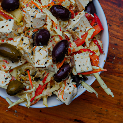 Mediterranean Braai coleslaw with olives and feta cheese