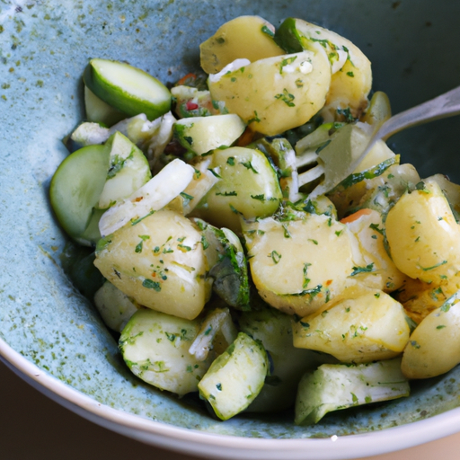 Vinegar-based Braai Potato Salad – a tangy and light alternative with a vinegar-based dressing, cucumber, and dill.